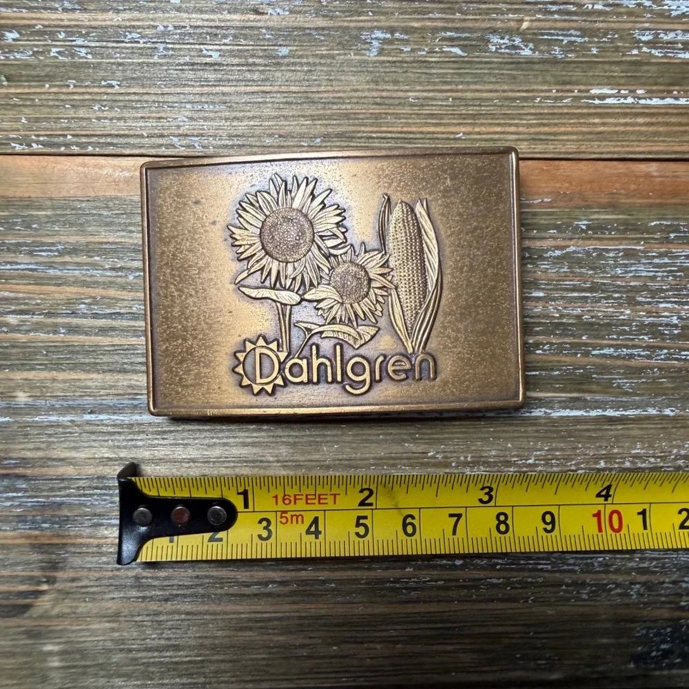 Vintage Dahlgren Sunflower Corn Belt Buckle 1985-86 Edition Brass Tone 1018